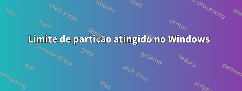 Limite de partição atingido no Windows 