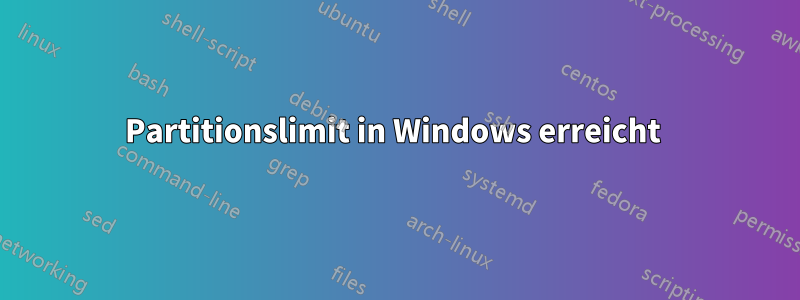 Partitionslimit in Windows erreicht 