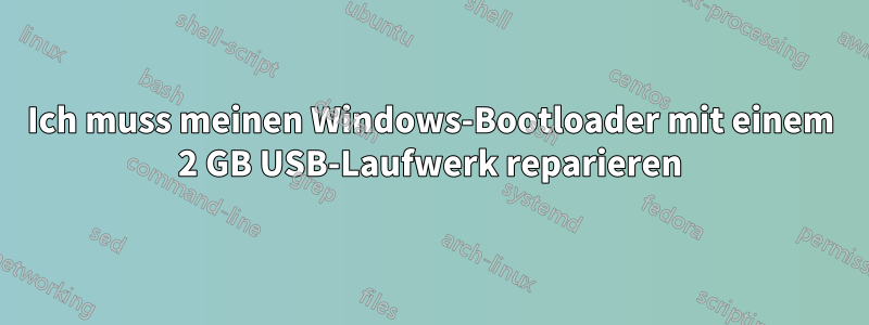 Ich muss meinen Windows-Bootloader mit einem 2 GB USB-Laufwerk reparieren