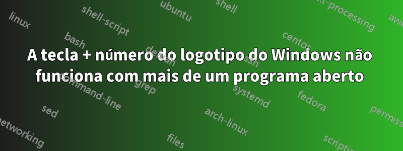 A tecla + número do logotipo do Windows não funciona com mais de um programa aberto