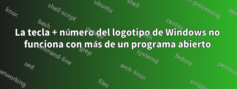 La tecla + número del logotipo de Windows no funciona con más de un programa abierto