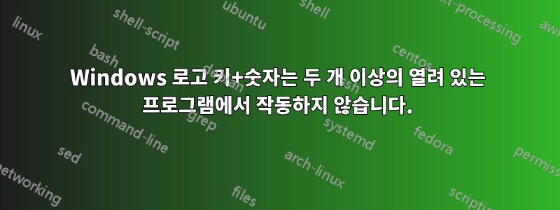 Windows 로고 키+숫자는 두 개 이상의 열려 있는 프로그램에서 작동하지 않습니다.