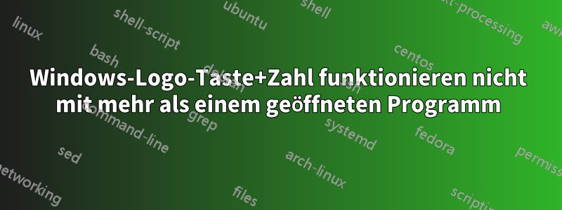 Windows-Logo-Taste+Zahl funktionieren nicht mit mehr als einem geöffneten Programm