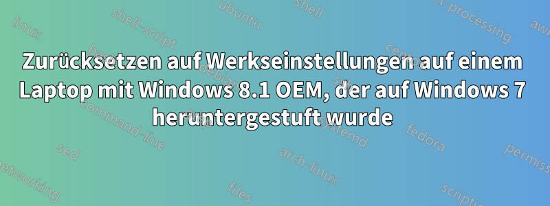 Zurücksetzen auf Werkseinstellungen auf einem Laptop mit Windows 8.1 OEM, der auf Windows 7 heruntergestuft wurde