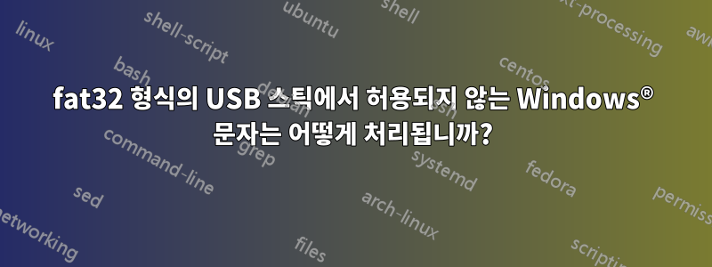 fat32 형식의 USB 스틱에서 허용되지 않는 Windows® 문자는 어떻게 처리됩니까?