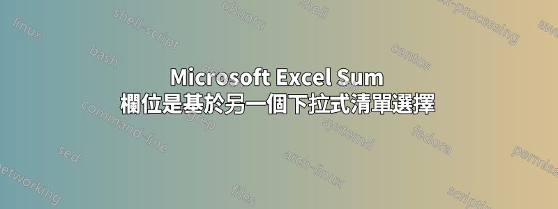 Microsoft Excel Sum 欄位是基於另一個下拉式清單選擇