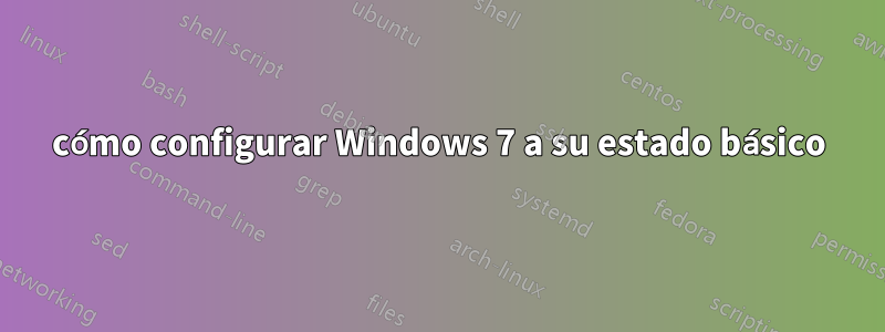 cómo configurar Windows 7 a su estado básico