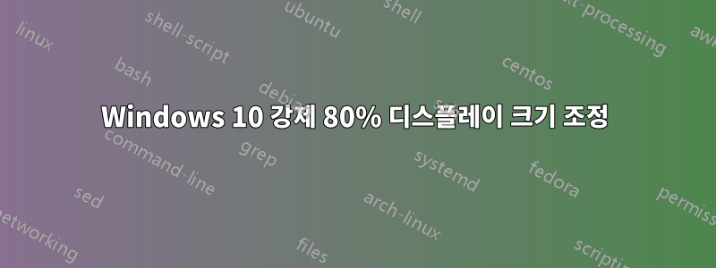 Windows 10 강제 80% 디스플레이 크기 조정