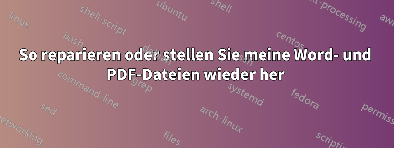 So reparieren oder stellen Sie meine Word- und PDF-Dateien wieder her
