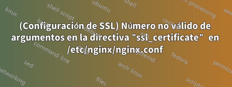 (Configuración de SSL) Número no válido de argumentos en la directiva "ssl_certificate" en /etc/nginx/nginx.conf