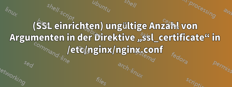 (SSL einrichten) ungültige Anzahl von Argumenten in der Direktive „ssl_certificate“ in /etc/nginx/nginx.conf