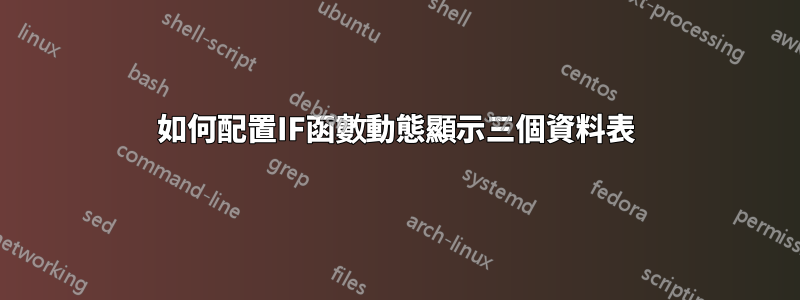 如何配置IF函數動態顯示三個資料表