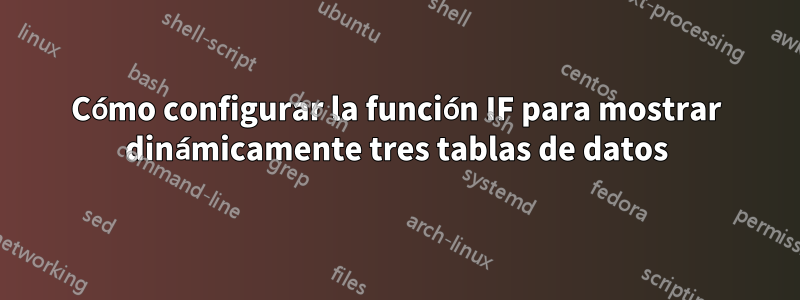 Cómo configurar la función IF para mostrar dinámicamente tres tablas de datos