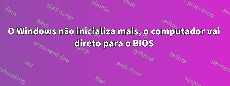 O Windows não inicializa mais, o computador vai direto para o BIOS