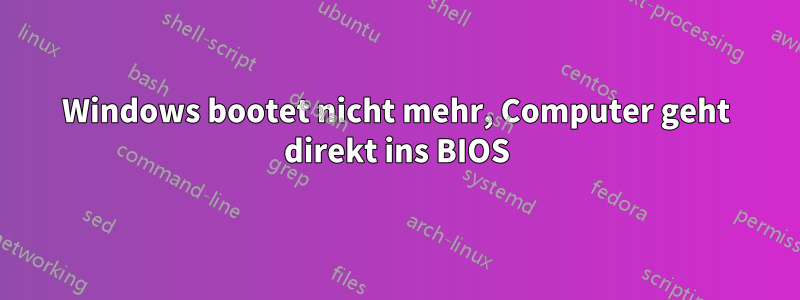 Windows bootet nicht mehr, Computer geht direkt ins BIOS
