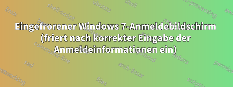 Eingefrorener Windows 7-Anmeldebildschirm (friert nach korrekter Eingabe der Anmeldeinformationen ein)