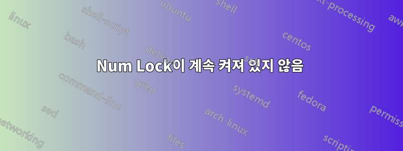 Num Lock이 계속 켜져 있지 않음