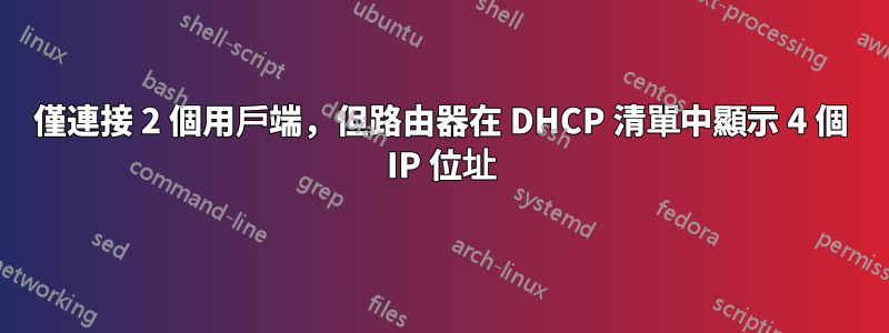 僅連接 2 個用戶端，但路由器在 DHCP 清單中顯示 4 個 IP 位址