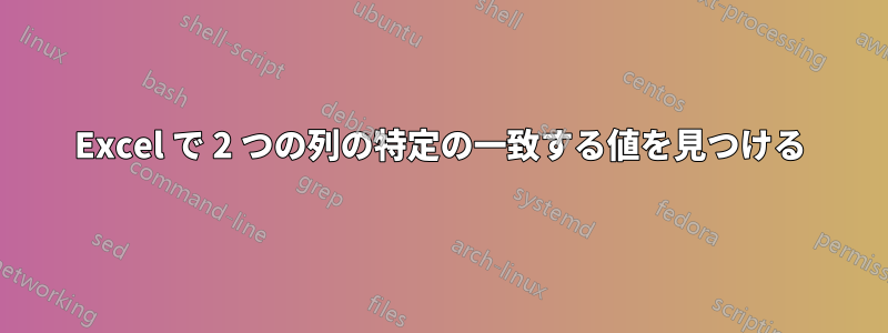 Excel で 2 つの列の特定の一致する値を見つける