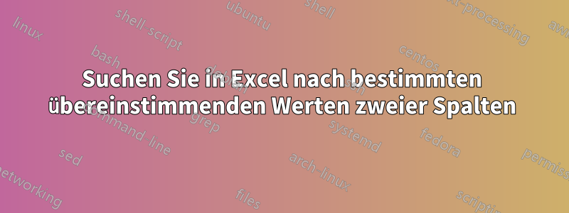 Suchen Sie in Excel nach bestimmten übereinstimmenden Werten zweier Spalten