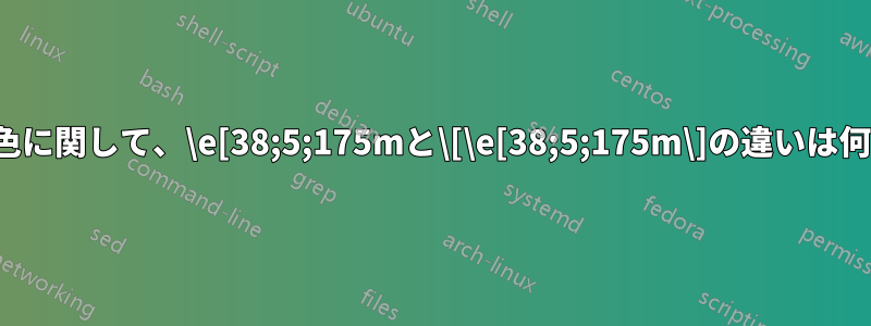 bashの色に関して、\e[38;5;175mと\[\e[38;5;175m\]の違いは何ですか?