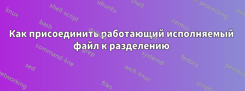 Как присоединить работающий исполняемый файл к разделению