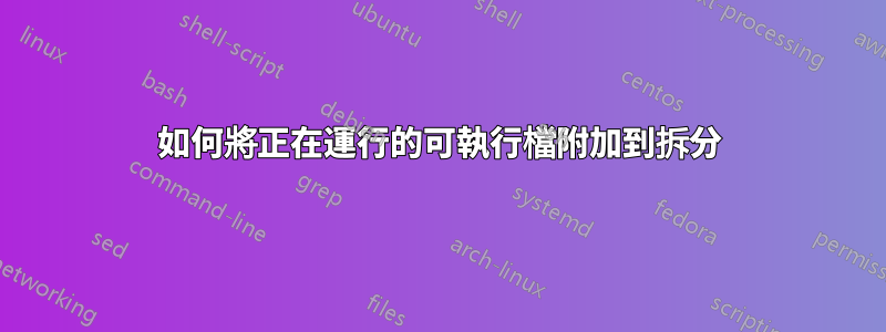 如何將正在運行的可執行檔附加到拆分