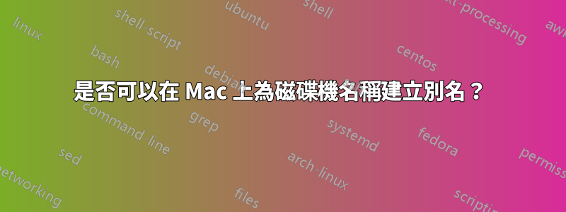 是否可以在 Mac 上為磁碟機名稱建立別名？