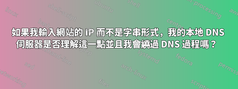 如果我輸入網站的 IP 而不是字串形式，我的本地 DNS 伺服器是否理解這一點並且我會繞過 DNS 過程嗎？ 