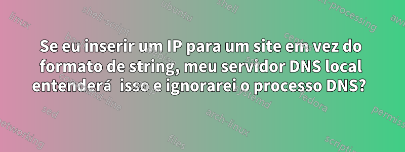 Se eu inserir um IP para um site em vez do formato de string, meu servidor DNS local entenderá isso e ignorarei o processo DNS? 