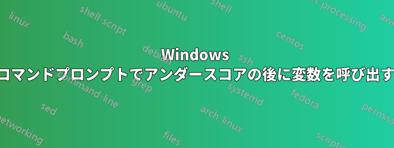 Windows コマンドプロンプトでアンダースコアの後に変数を呼び出す