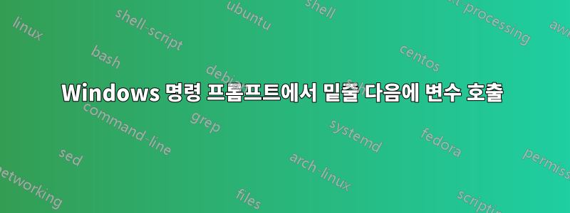 Windows 명령 프롬프트에서 밑줄 다음에 변수 호출