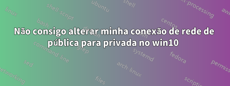 Não consigo alterar minha conexão de rede de pública para privada no win10 