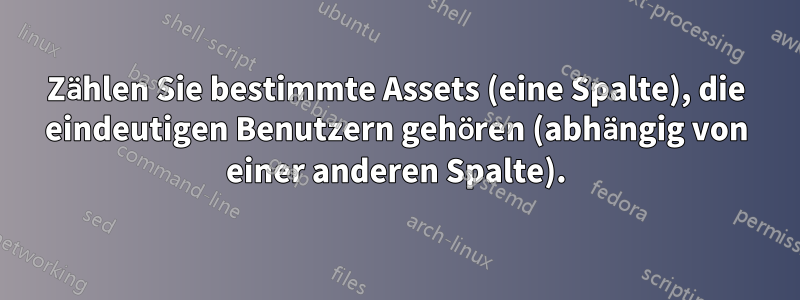 Zählen Sie bestimmte Assets (eine Spalte), die eindeutigen Benutzern gehören (abhängig von einer anderen Spalte).
