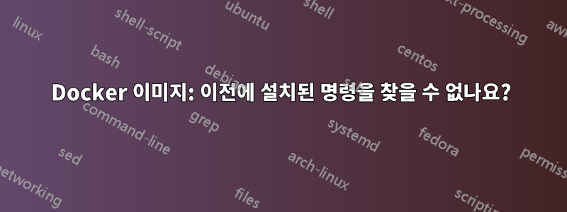 Docker 이미지: 이전에 설치된 명령을 찾을 수 없나요?