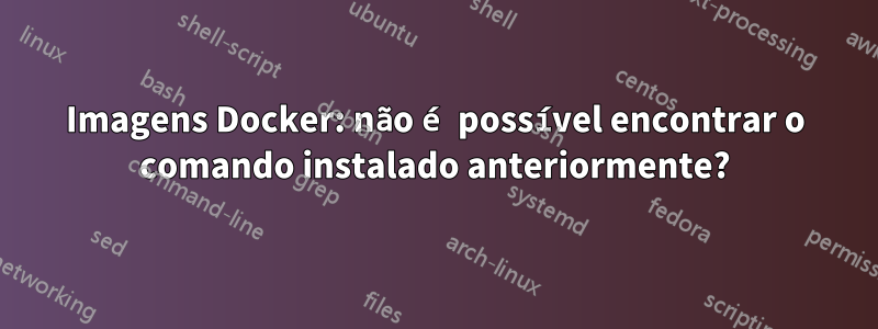 Imagens Docker: não é possível encontrar o comando instalado anteriormente?