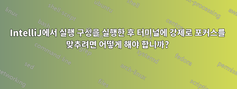 IntelliJ에서 실행 구성을 실행한 후 터미널에 강제로 포커스를 맞추려면 어떻게 해야 합니까?