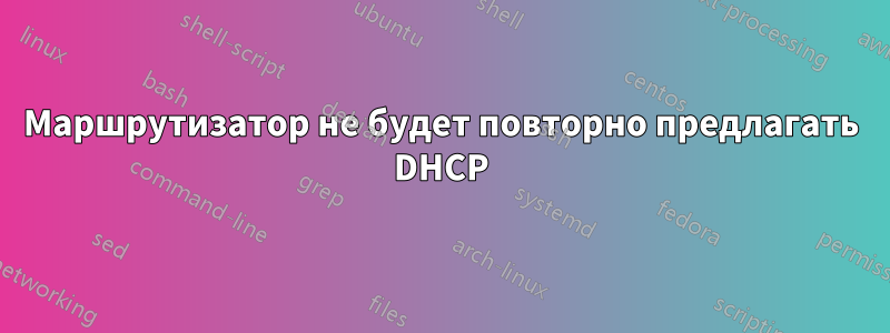 Маршрутизатор не будет повторно предлагать DHCP
