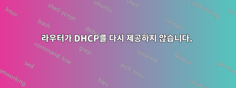 라우터가 DHCP를 다시 제공하지 않습니다.