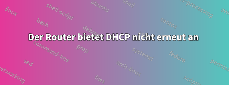 Der Router bietet DHCP nicht erneut an