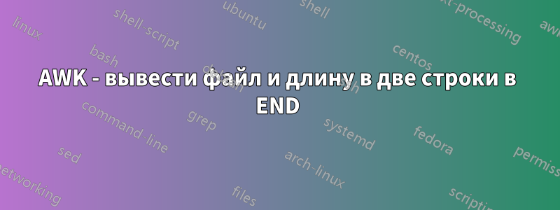 AWK - вывести файл и длину в две строки в END