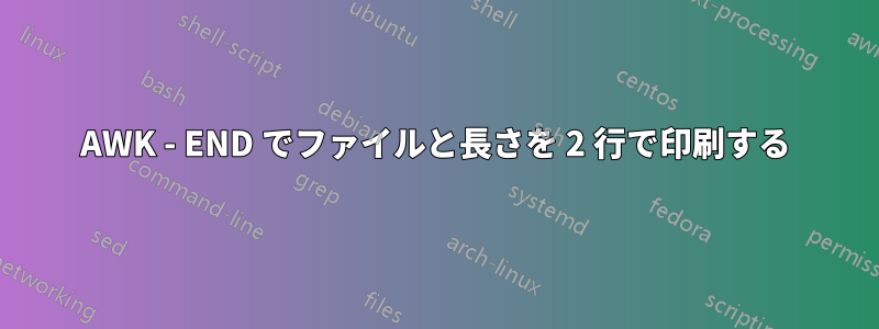 AWK - END でファイルと長さを 2 行で印刷する