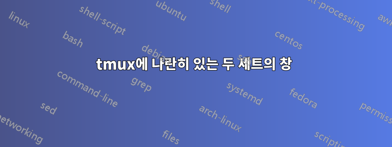 tmux에 나란히 있는 두 세트의 창