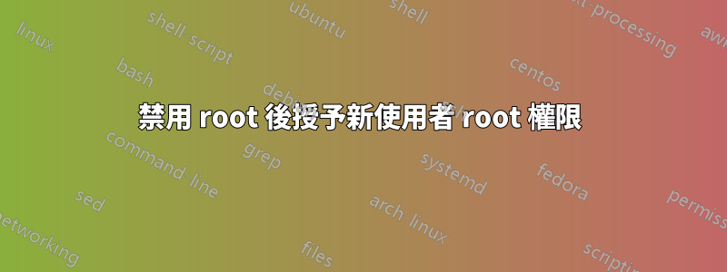 禁用 root 後授予新使用者 root 權限