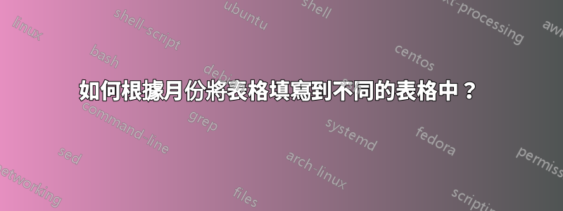 如何根據月份將表格填寫到不同的表格中？