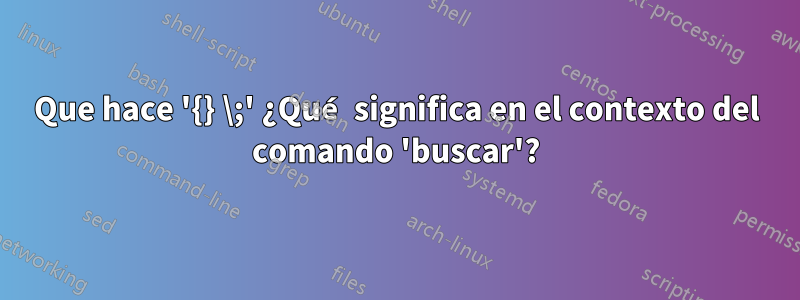 Que hace '{} \;' ¿Qué significa en el contexto del comando 'buscar'?