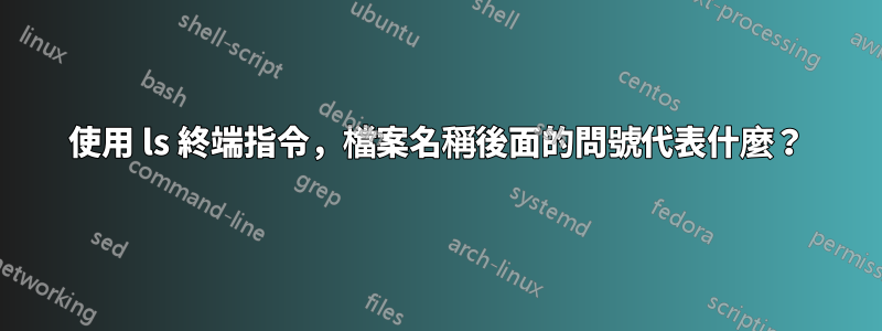使用 ls 終端指令，檔案名稱後面的問號代表什麼？