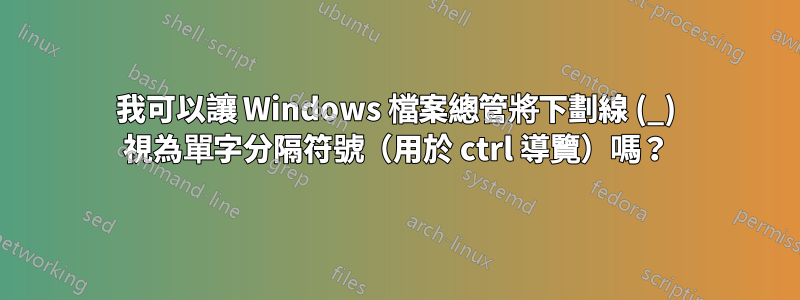 我可以讓 Windows 檔案總管將下劃線 (_) 視為單字分隔符號（用於 ctrl 導覽）嗎？