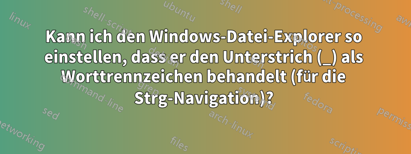 Kann ich den Windows-Datei-Explorer so einstellen, dass er den Unterstrich (_) als Worttrennzeichen behandelt (für die Strg-Navigation)?