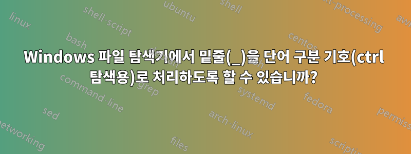 Windows 파일 탐색기에서 밑줄(_)을 단어 구분 기호(ctrl 탐색용)로 처리하도록 할 수 있습니까?